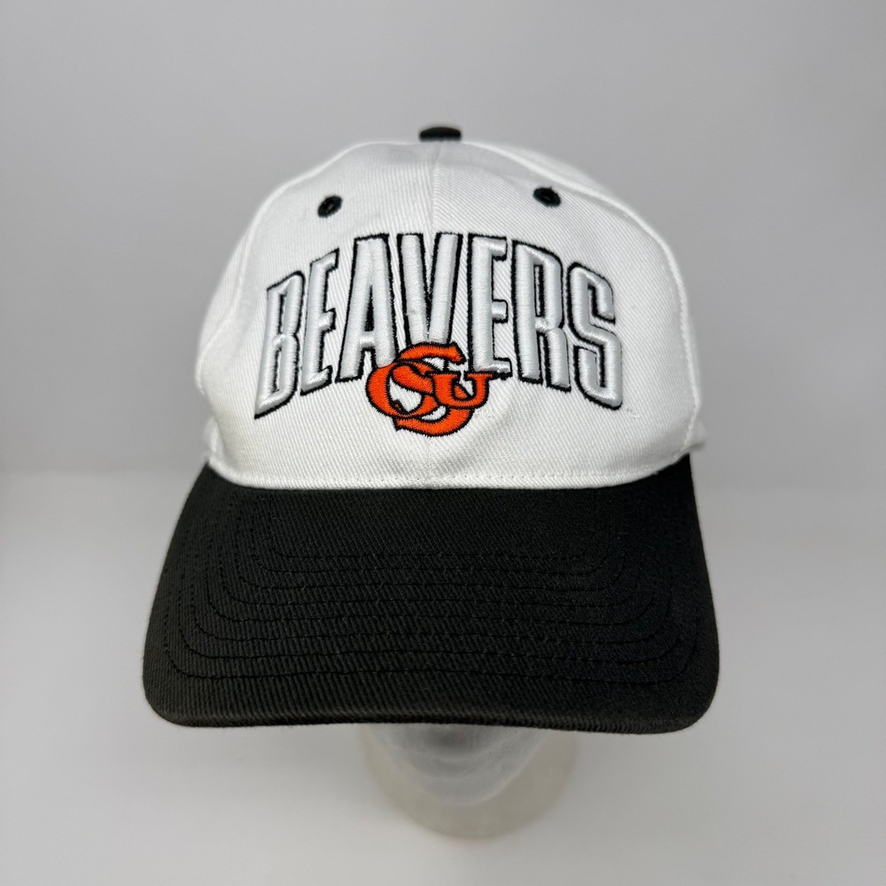 Vtg Oregon State Beavers Nike Team‎ Hat White Black Adjustable OSU Baseball Cap